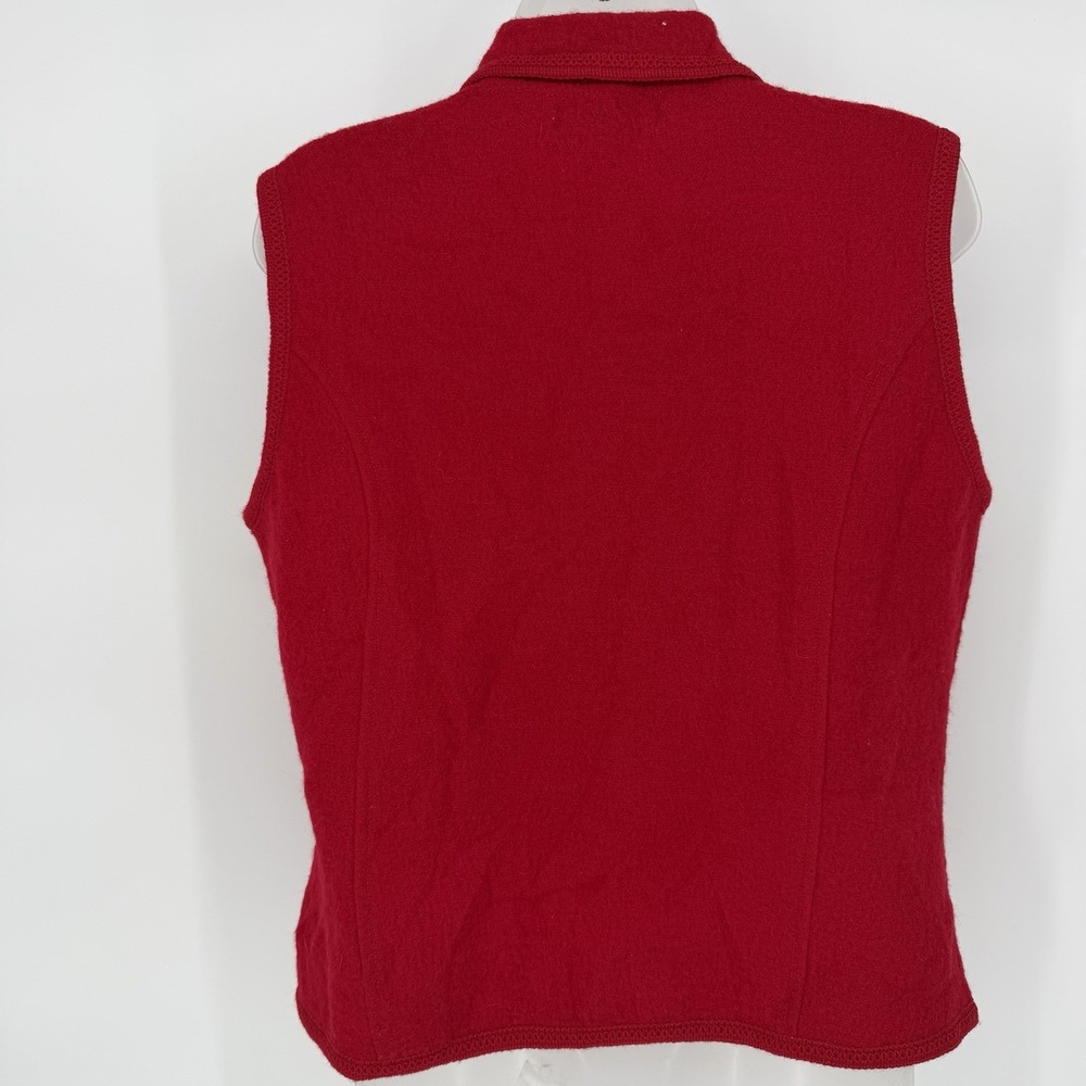 Lisa International Sz M Vintage Red Boiled‎ Wool Vest Campcore Hiking Outdoors - Picture 2 of 6